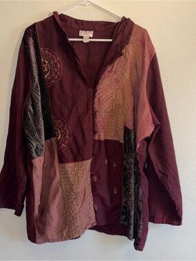vintage I.S.C. (International Silk Company) patchwork button up top- shacket 4X